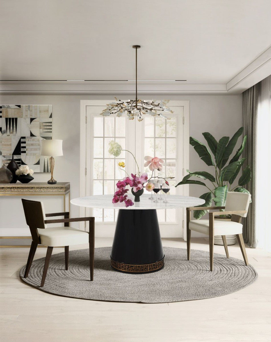 Dining Table Westcott in Bianco Marble by Theodore Alexander