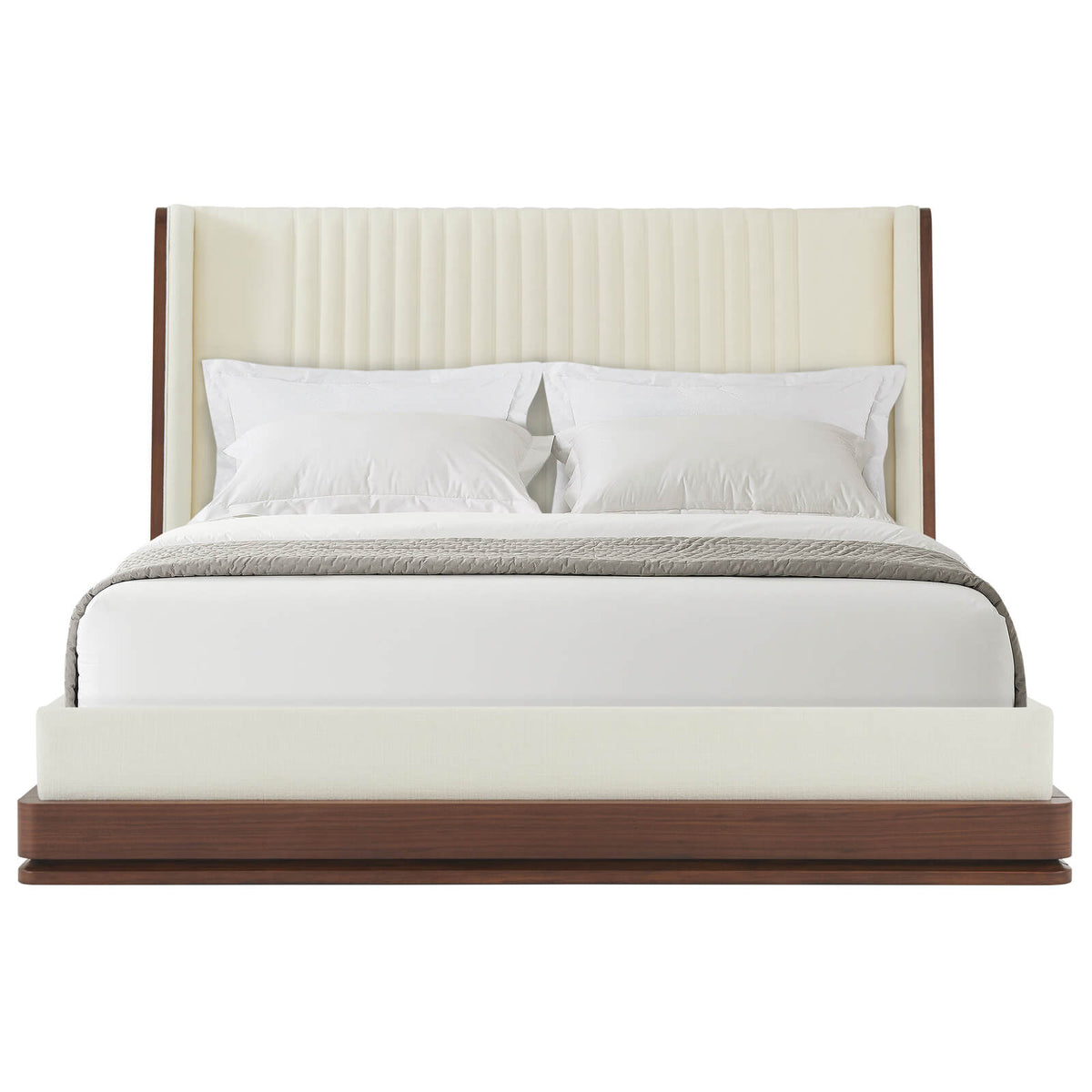 Coronet Walnut and Upholstered Channel Super King Bed by Theodore Alexander