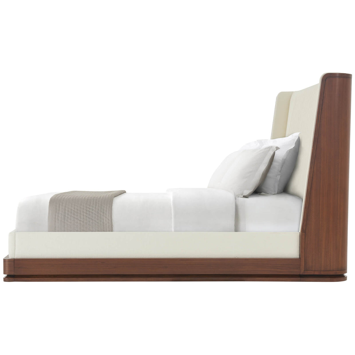Coronet Walnut and Upholstered Channel Super King Bed by Theodore Alexander