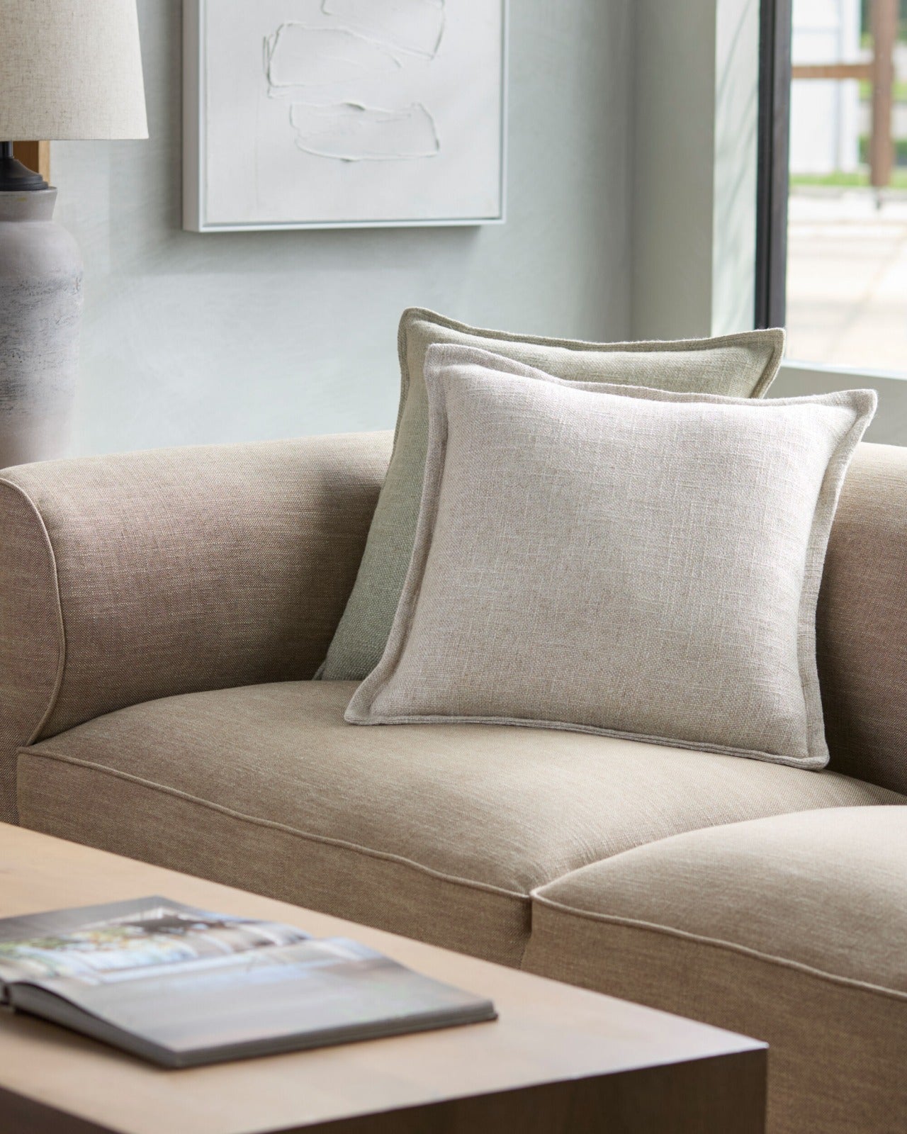 Thurman Woven Cushion in Beige by Keiichi