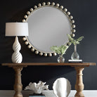 Cyra Round Wood Mirror in Aged Ivory by Uttermost