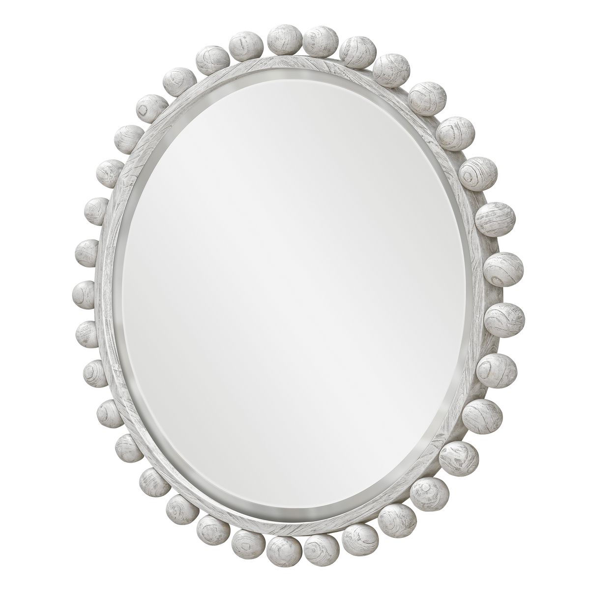 Cyra Round Wood Mirror in Aged Ivory by Uttermost