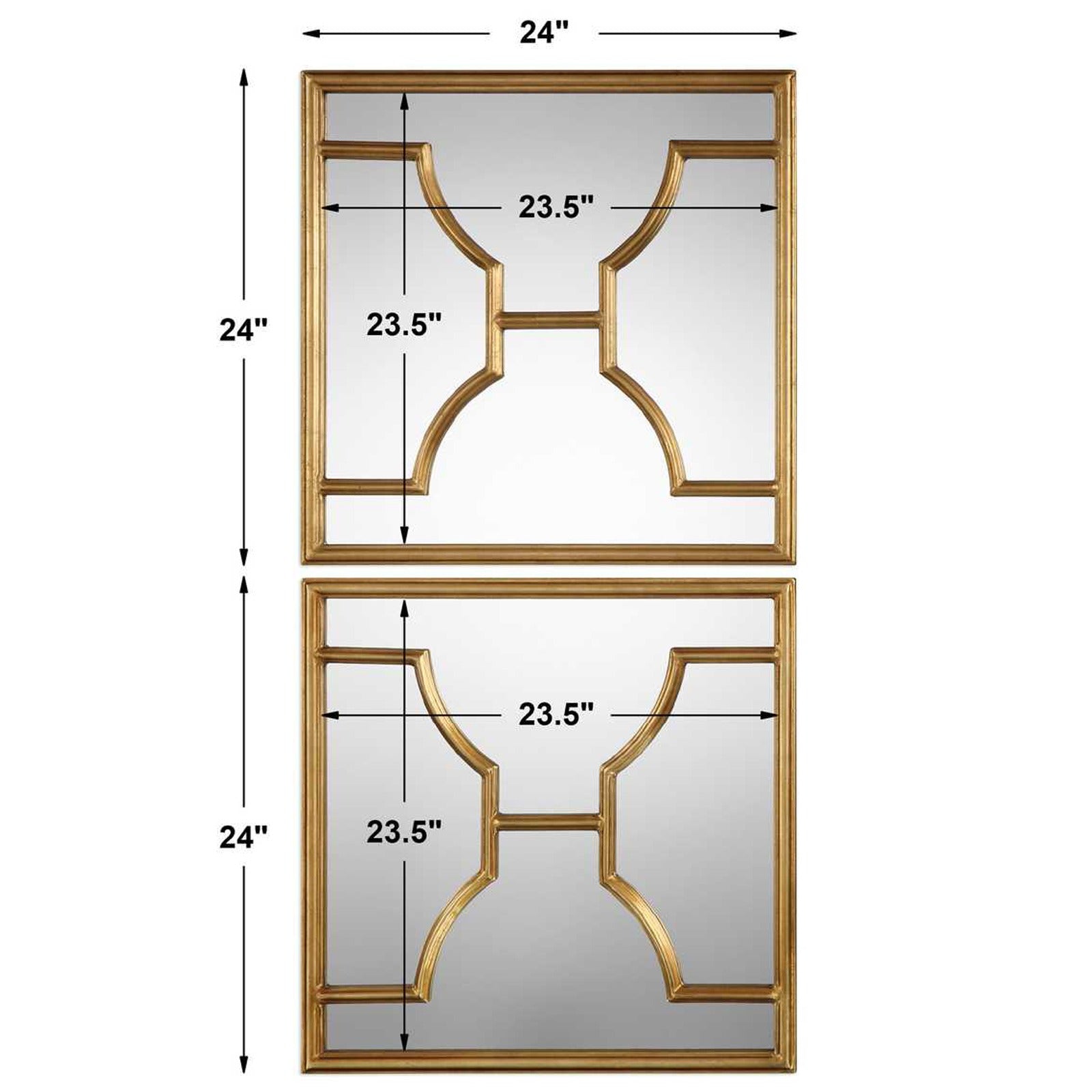 Misa Square Mirrors in Gold - Set of 2 by Uttermost