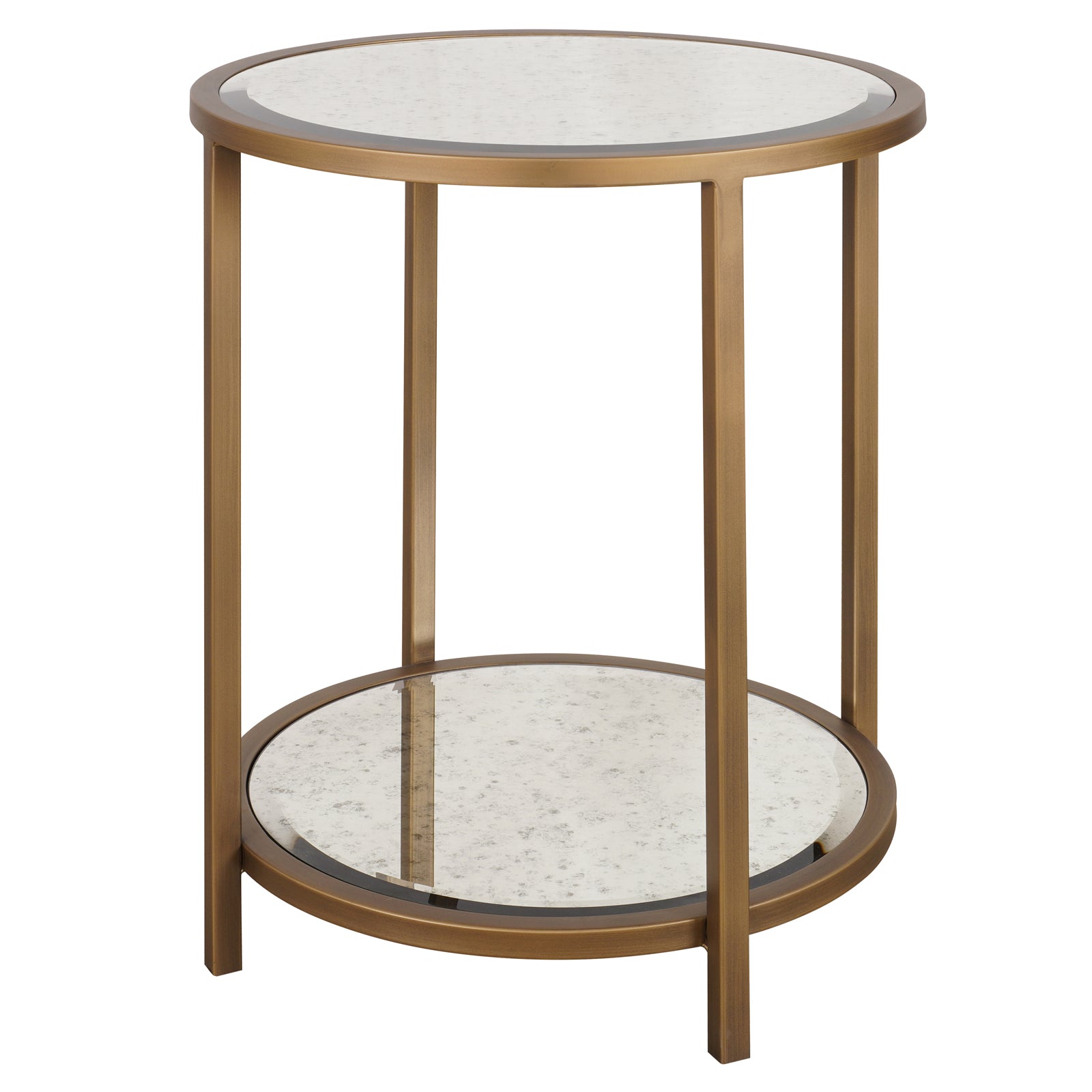 Upton Round Side Table in Antique Brass by Keiichi