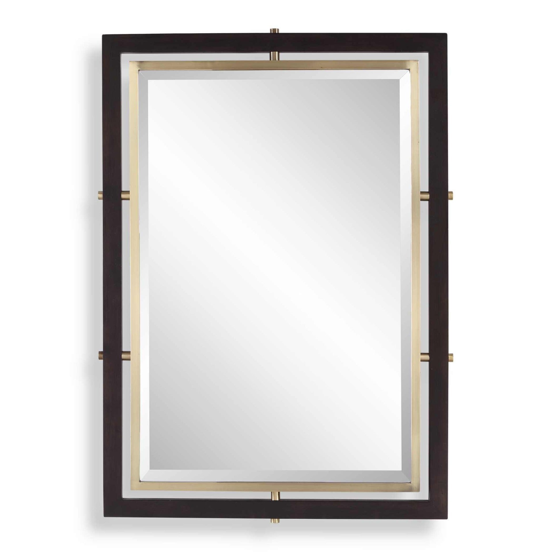 Bach Walnut & Brass Rectangle Mirror by Uttermost