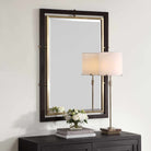 Bach Walnut & Brass Rectangle Mirror by Uttermost