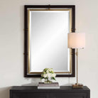 Bach Walnut & Brass Rectangle Mirror by Uttermost