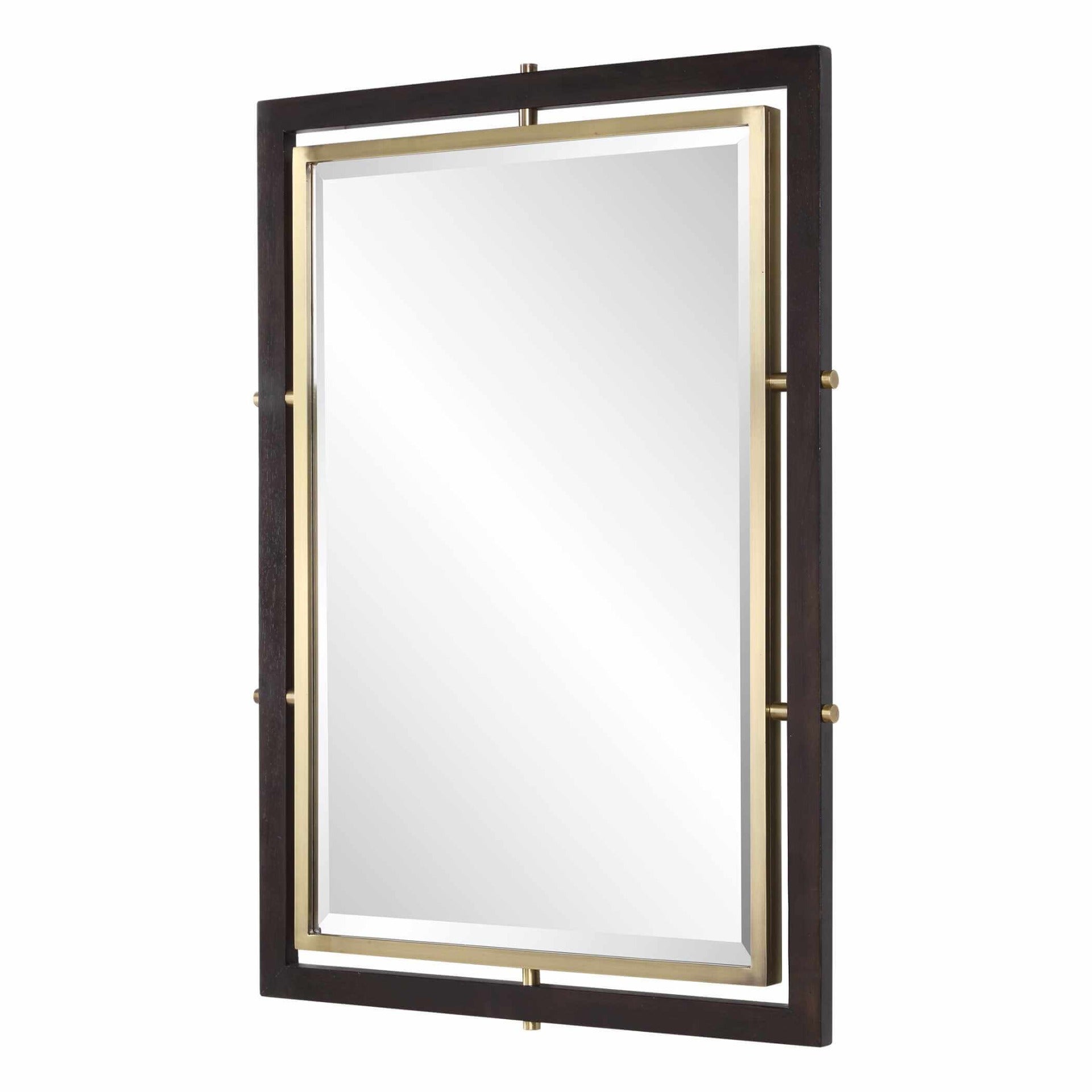 Bach Walnut & Brass Rectangle Mirror by Uttermost