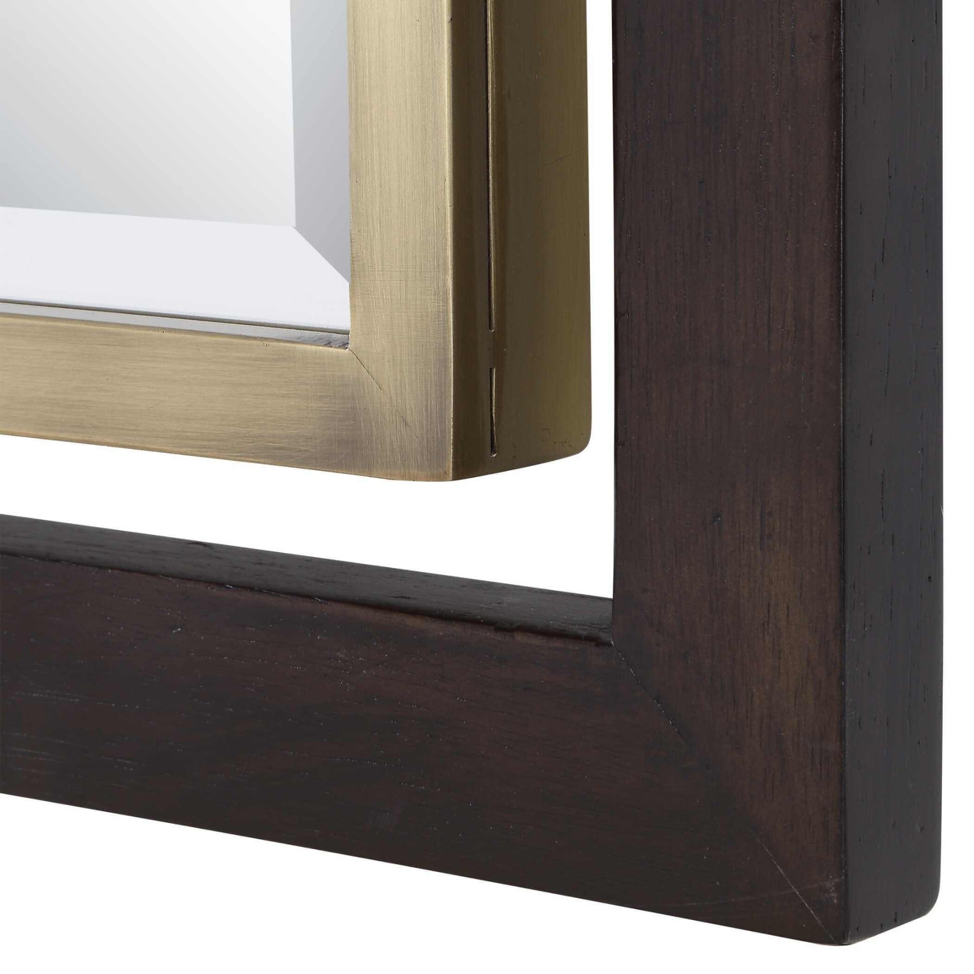 Bach Walnut & Brass Rectangle Mirror by Uttermost