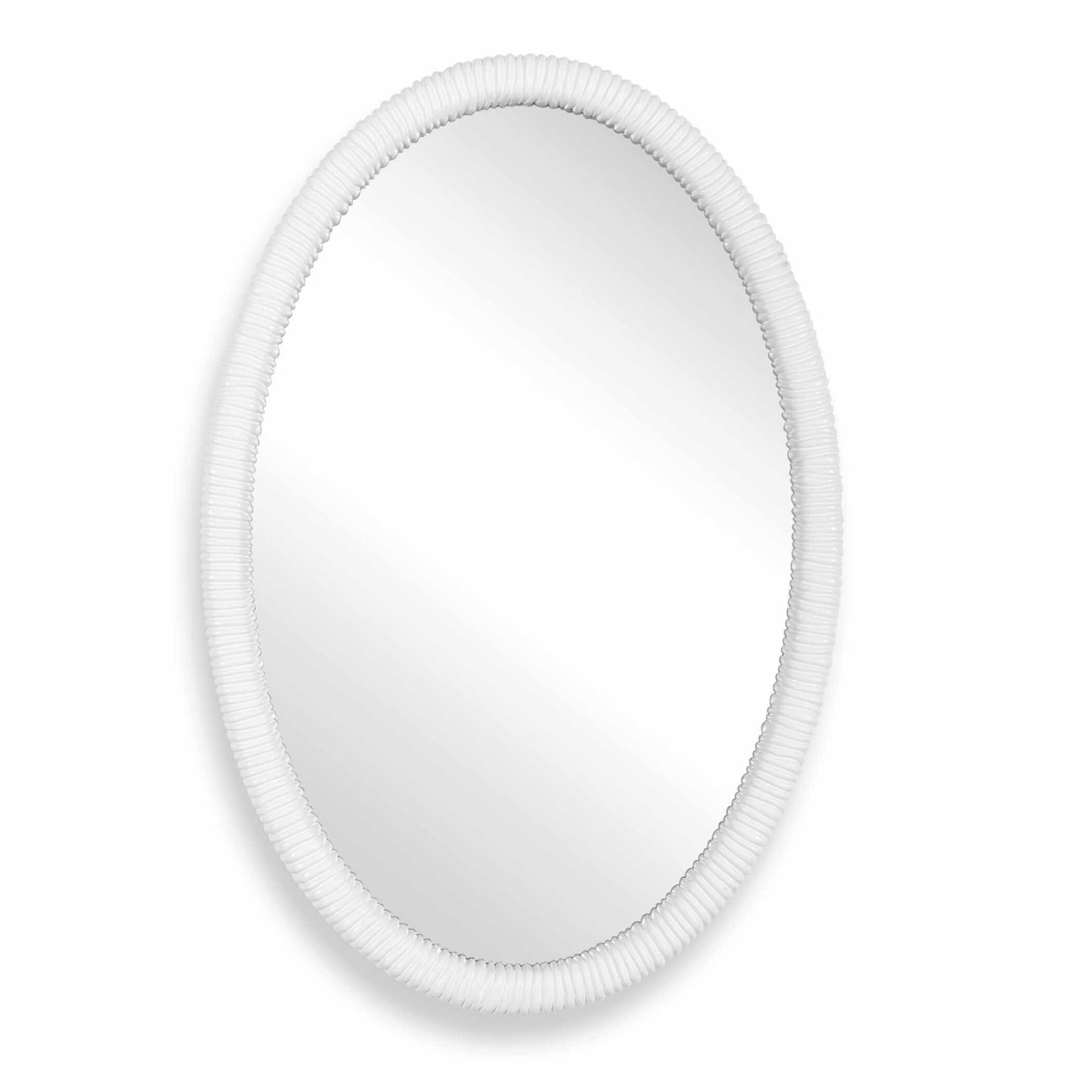 Bali White Ribbed Oval Mirror by Uttermost