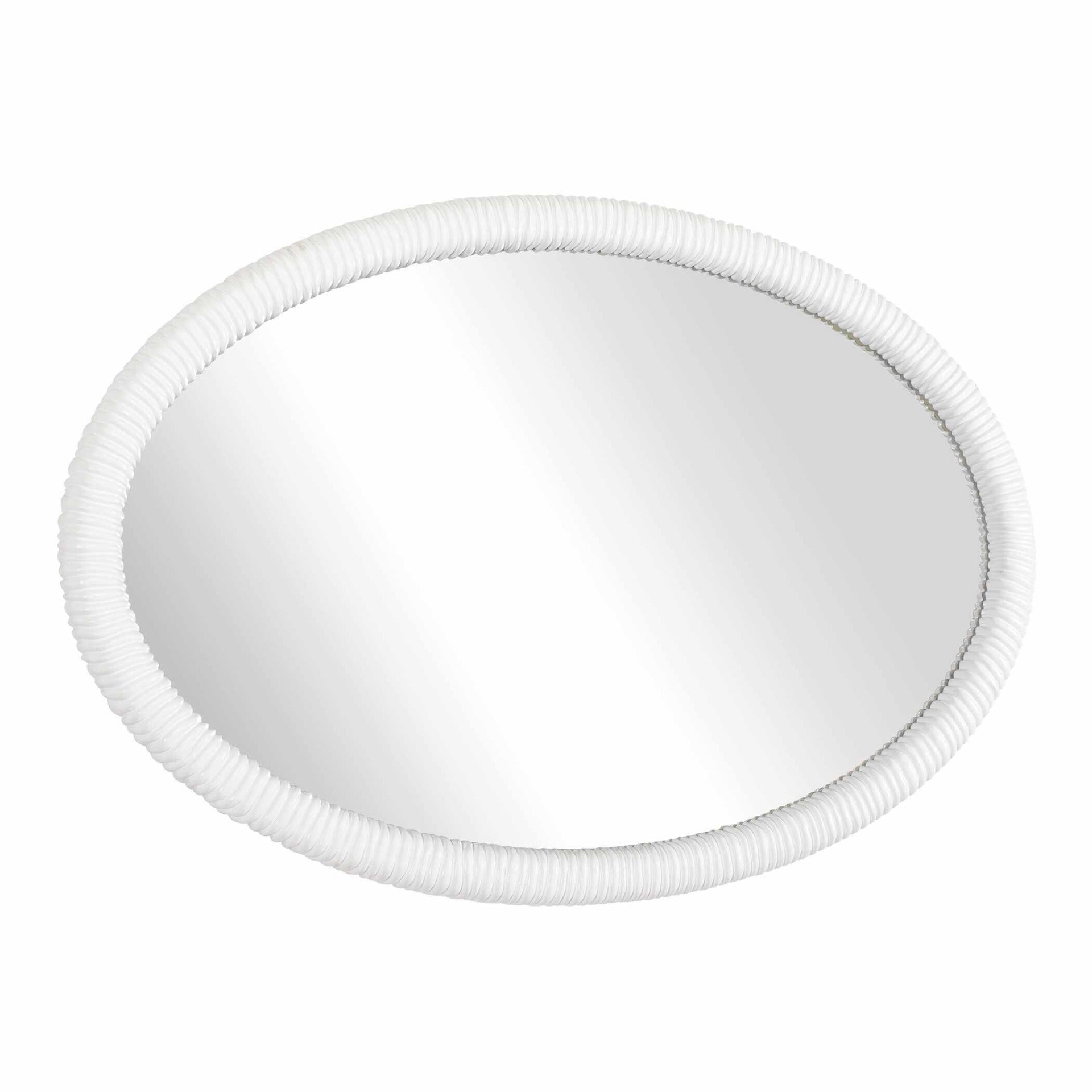 Bali White Ribbed Oval Mirror by Uttermost