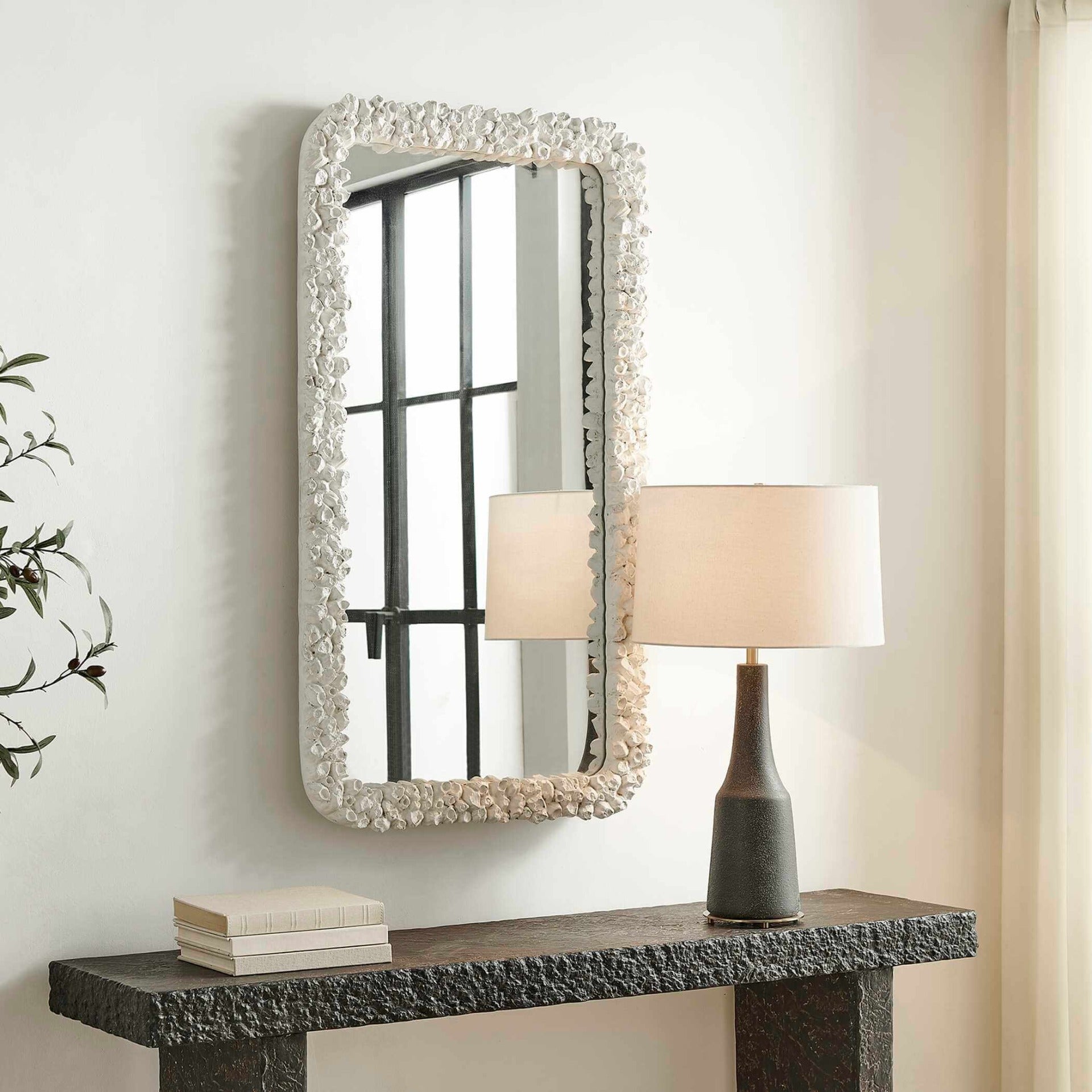 Barnacle Rectangular White Mirror by Uttermost