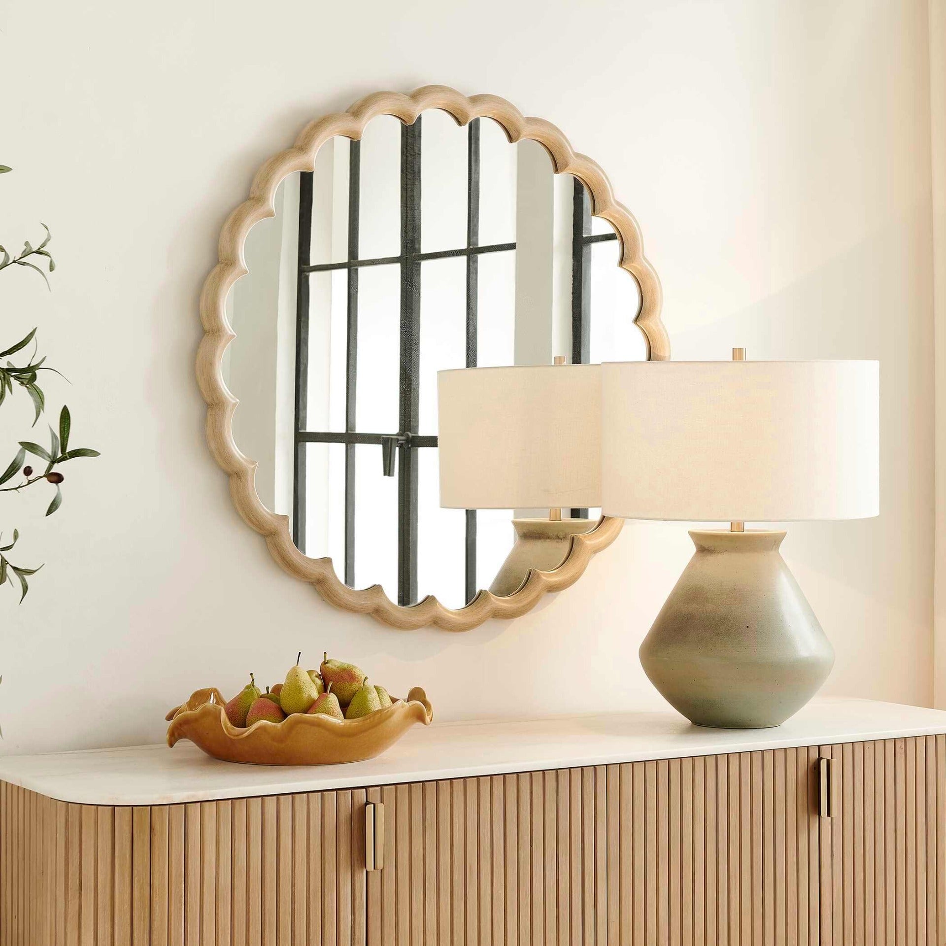 Cerrito Burnished Ivory Round Mirror by Uttermost