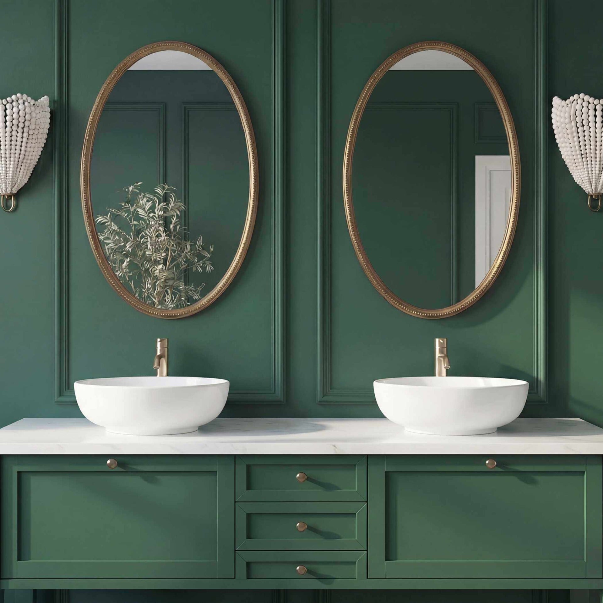 Ellis Beaded Brass Oval Mirror by Uttermost