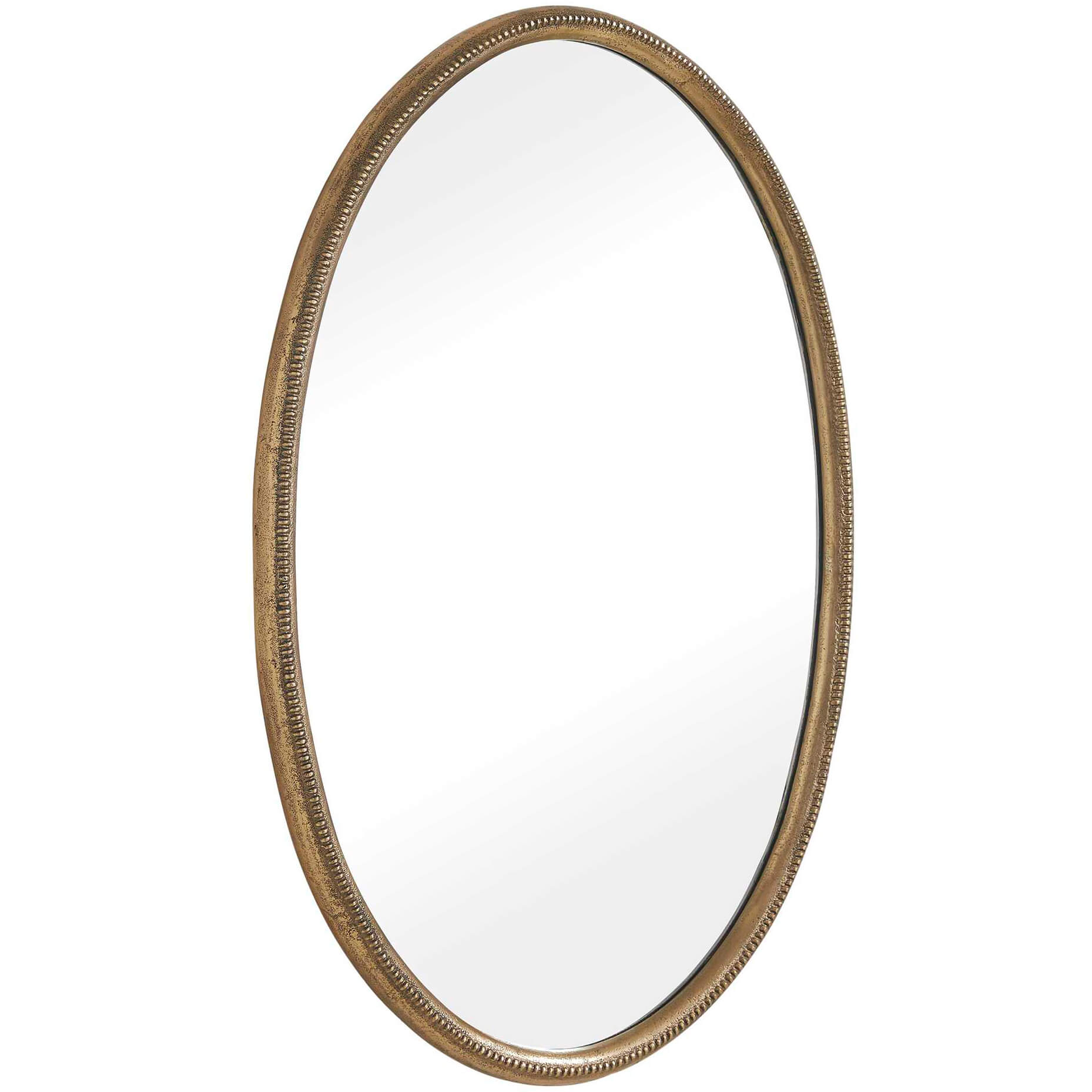 Ellis Beaded Brass Oval Mirror by Uttermost