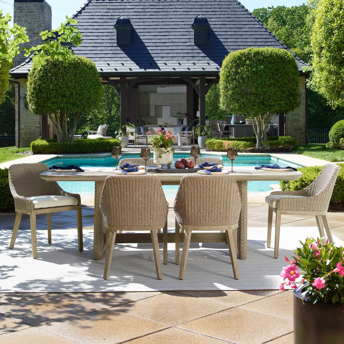 Harbor Herringbone Indoor-Outdoor Dining Table by Uttermost