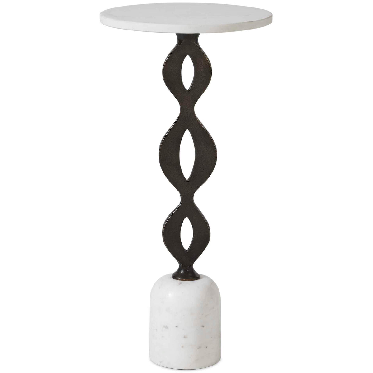 Ila Round White Drink Table Uttermost