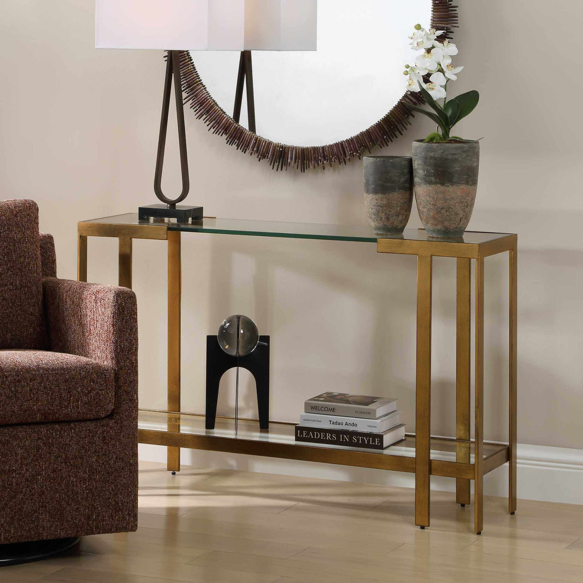 Kendrick Glass Console Table Uttermost