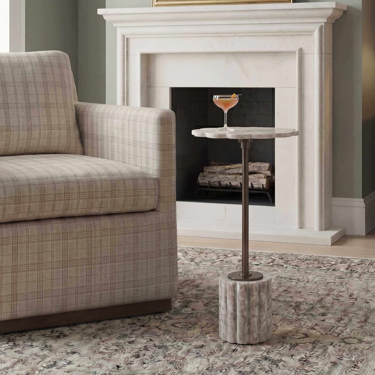 Lana Scalloped Marble Drink Table by Uttermost