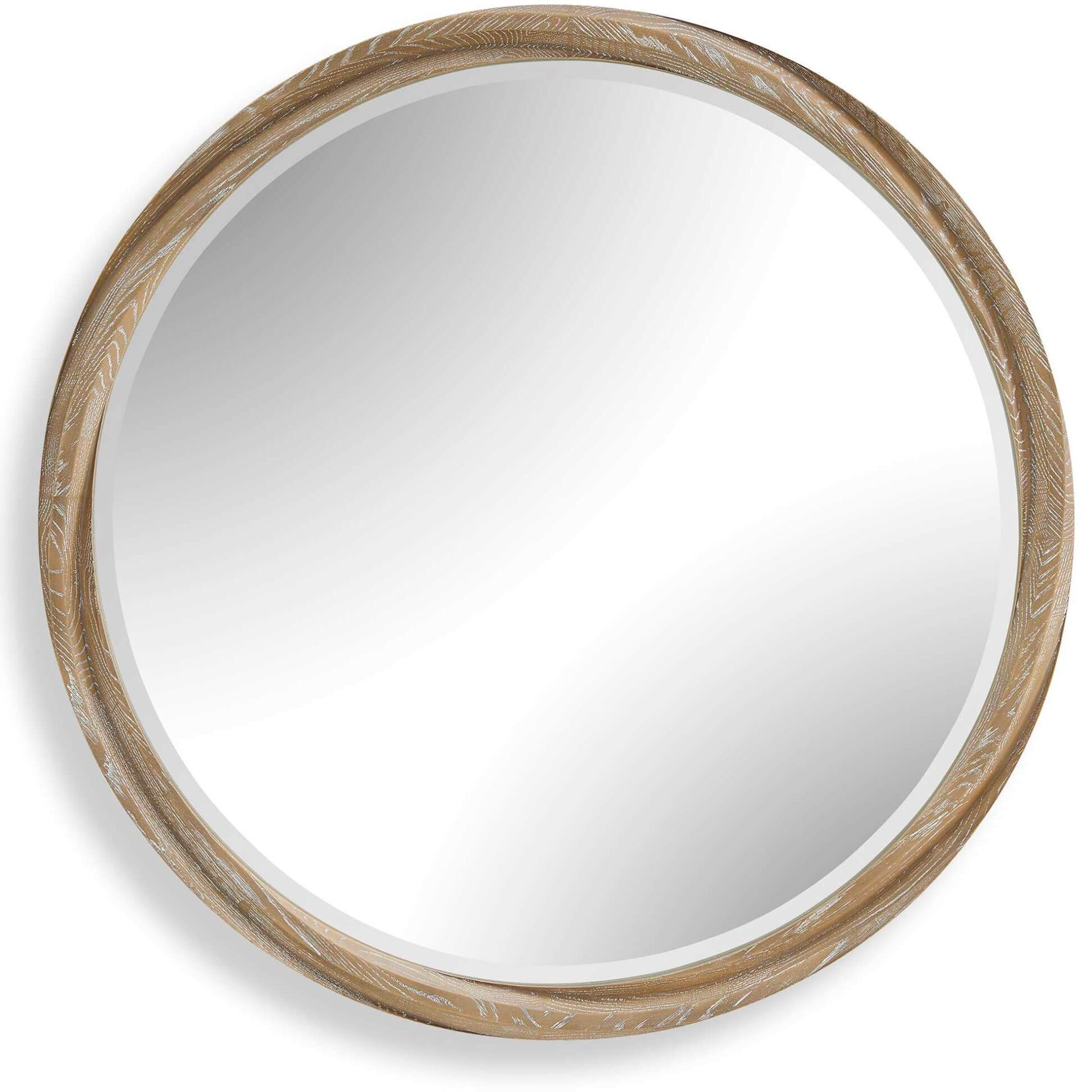 Landry Round Light Wood Mirror by Uttermost