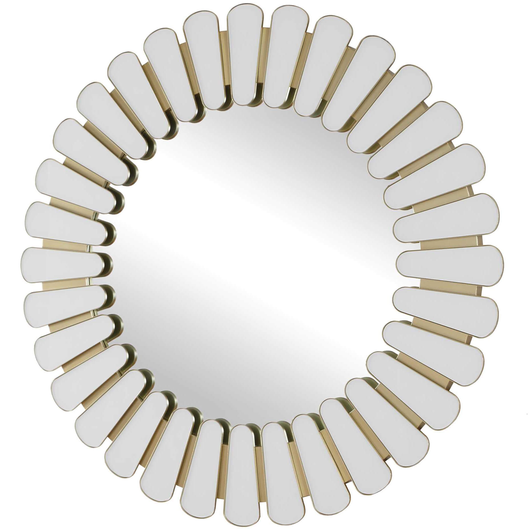 Miran White Glass Round Mirror by Uttermost