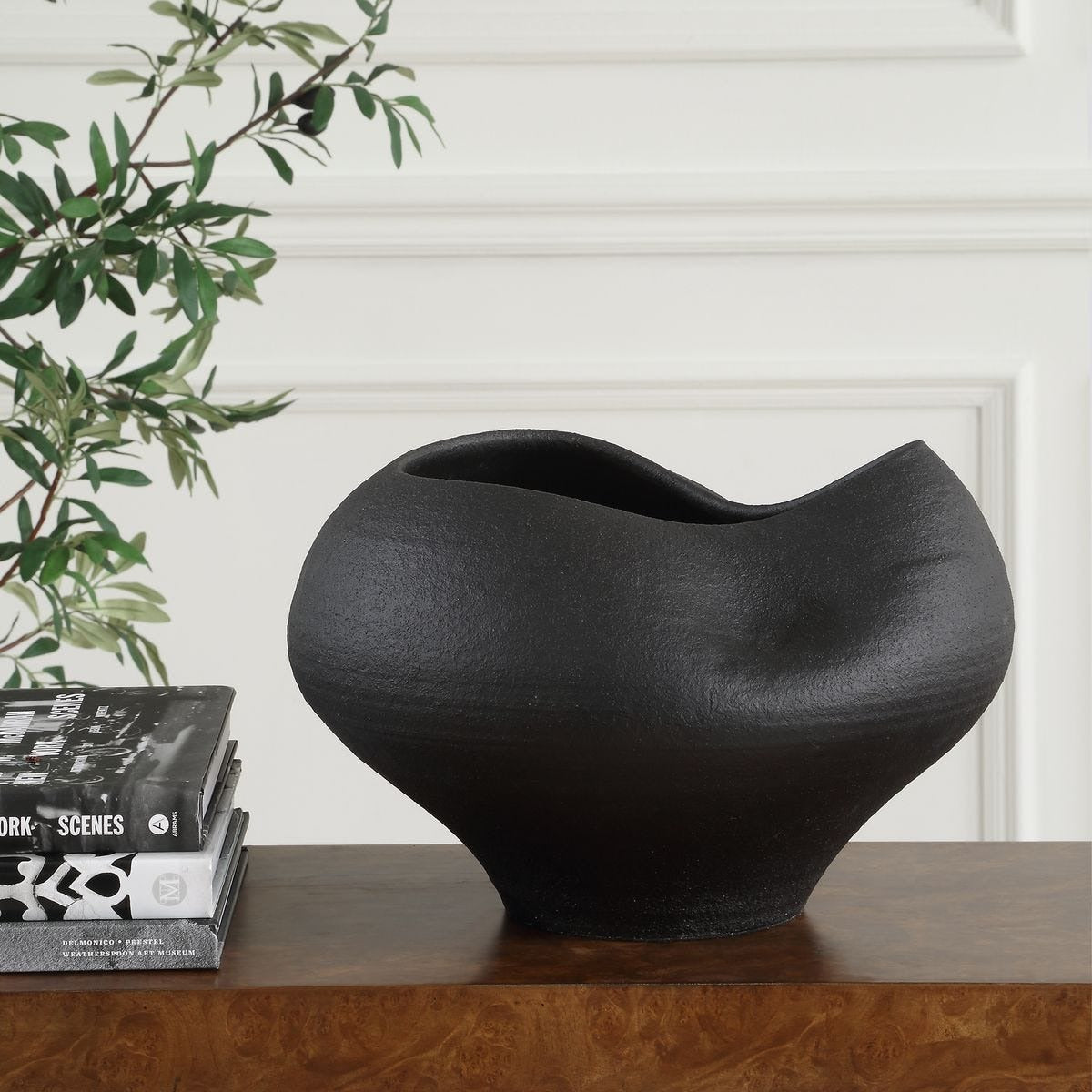 Nocturne Black Ceramic Bowl by Uttermost