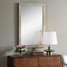 Pave Rectangular Travertine Mirror by Uttermost