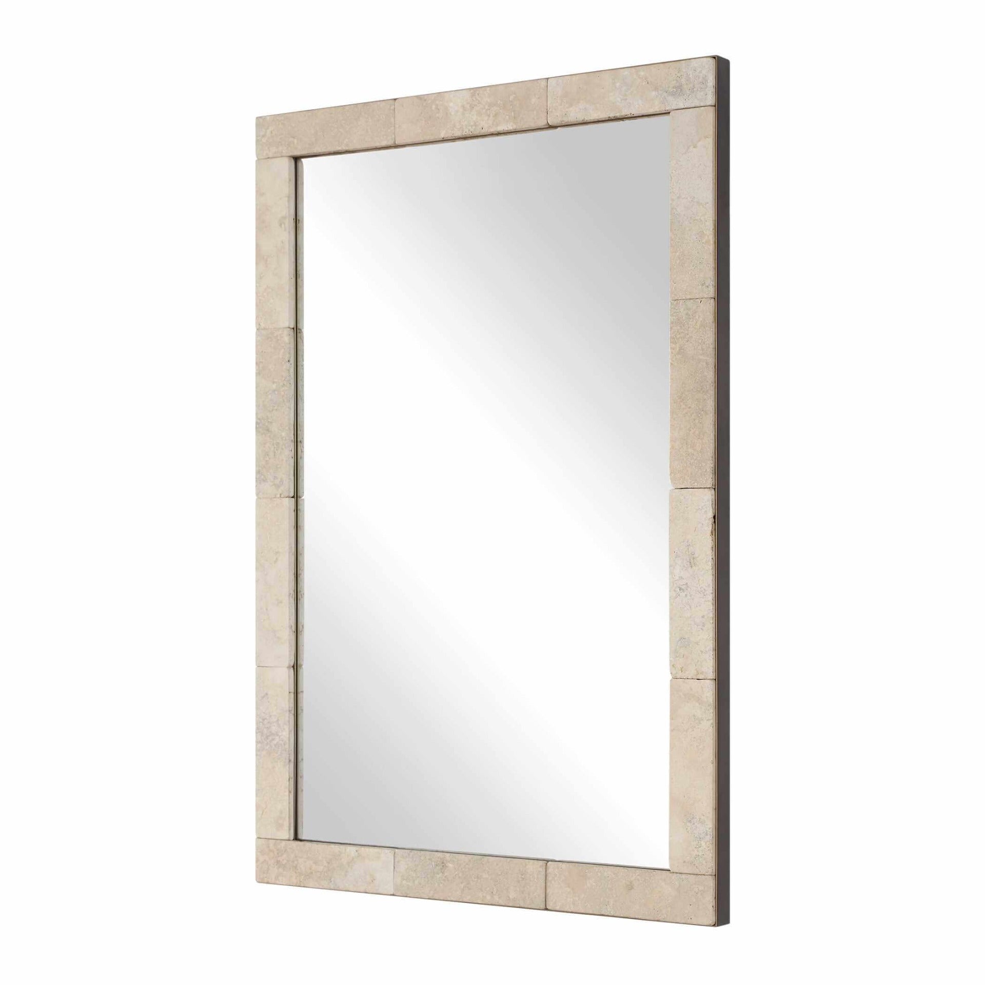 Pave Rectangular Travertine Mirror by Uttermost