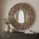 Rossetti Round Interwoven Wood Mirror by Uttermost