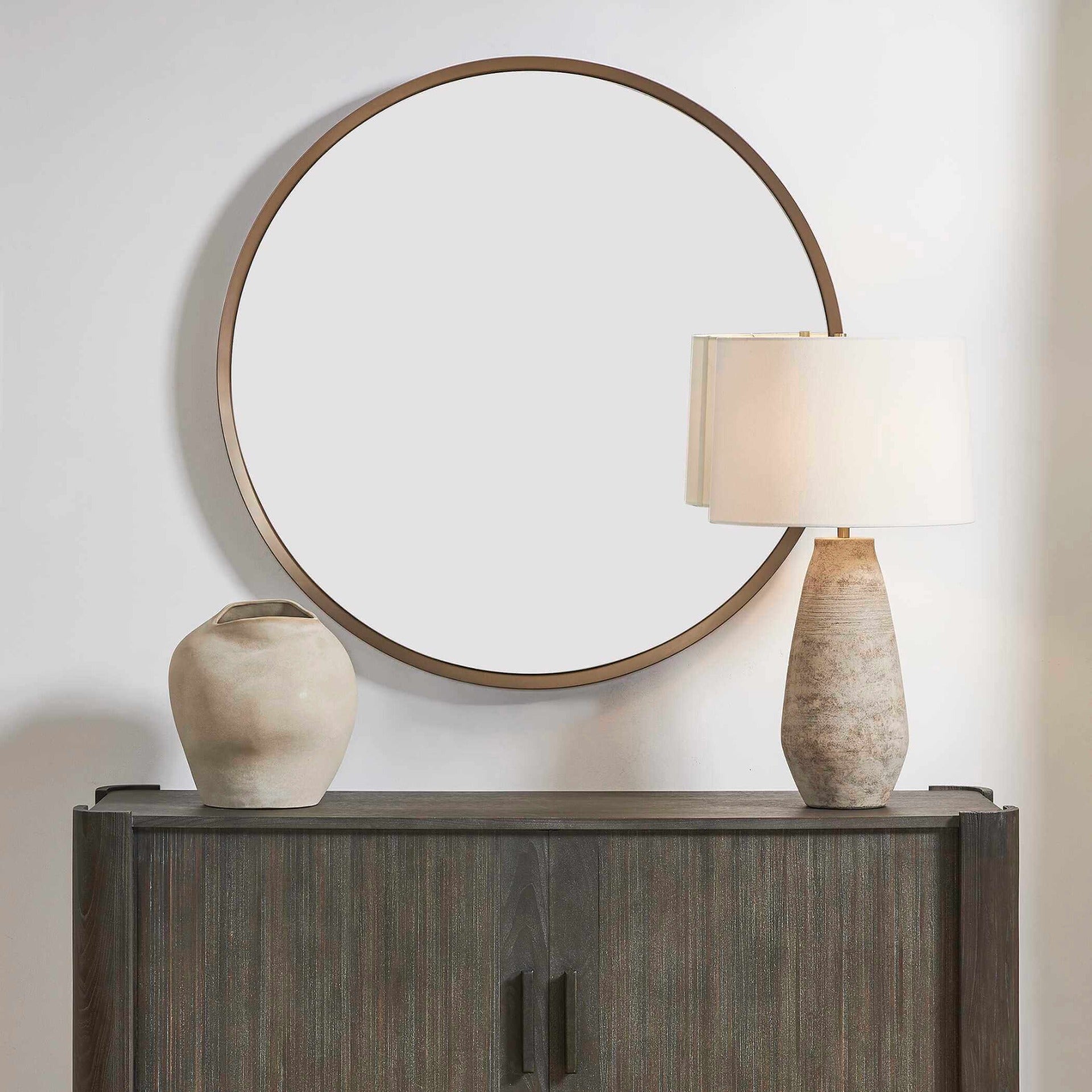 Torrado Round Bronze Mirror by Uttermost