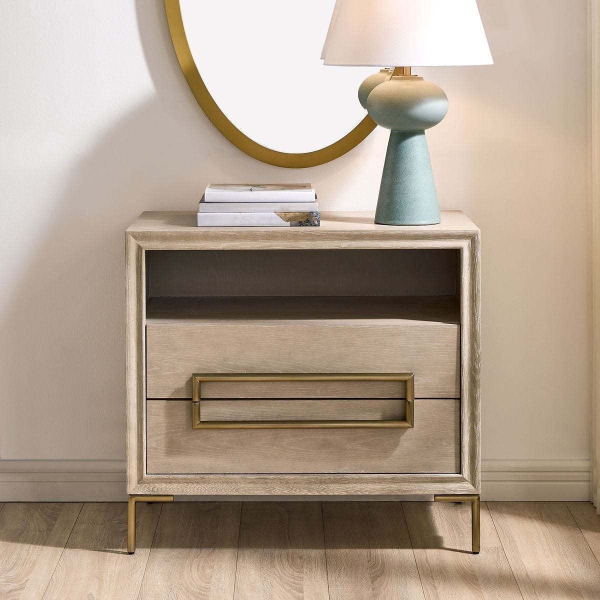 Alessia Modern Side Table in Light Oak by Uttermost