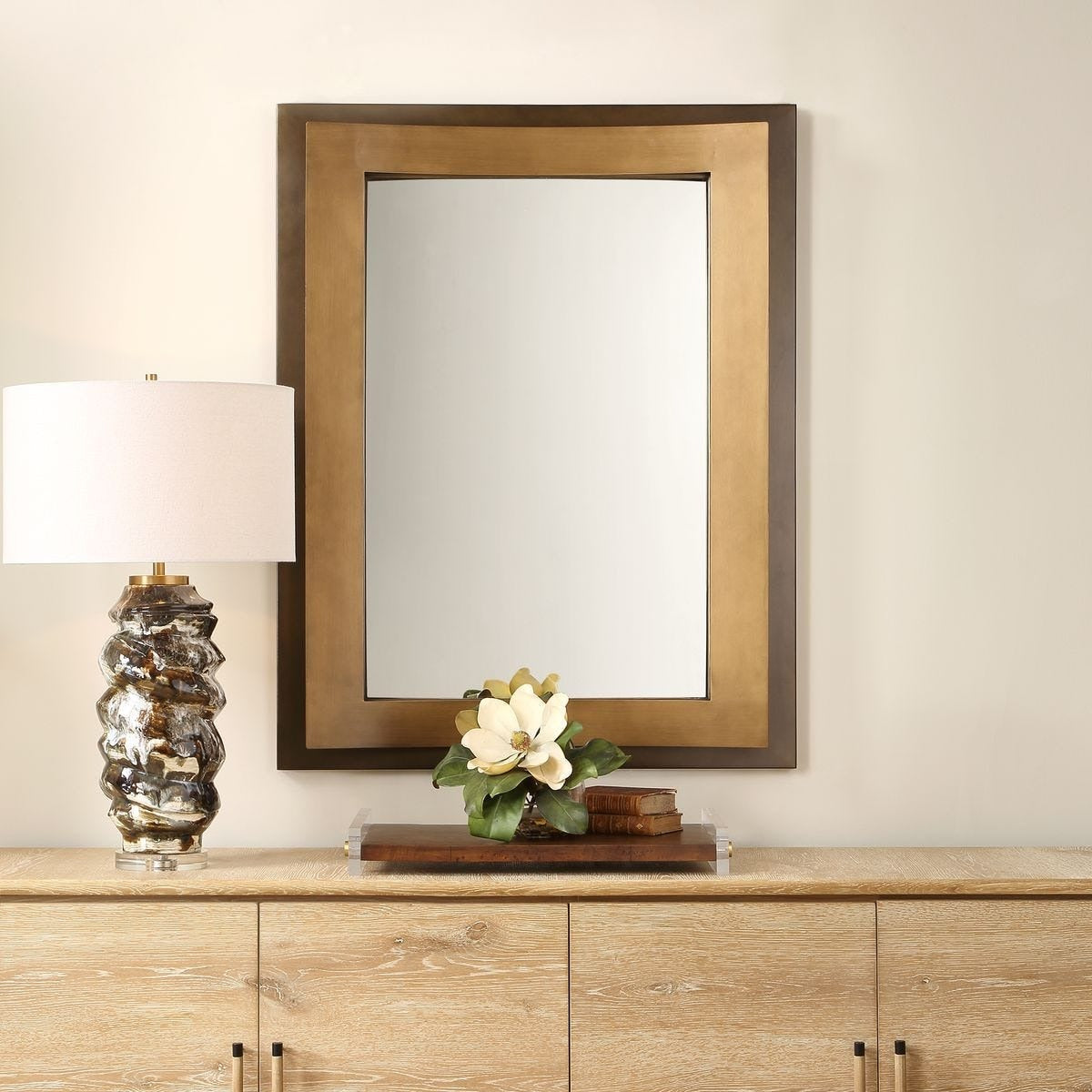 Around The Bend Mirror in Golden Bronze by Uttermost