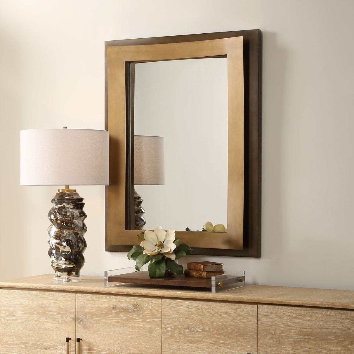 Around The Bend Mirror in Golden Bronze by Uttermost