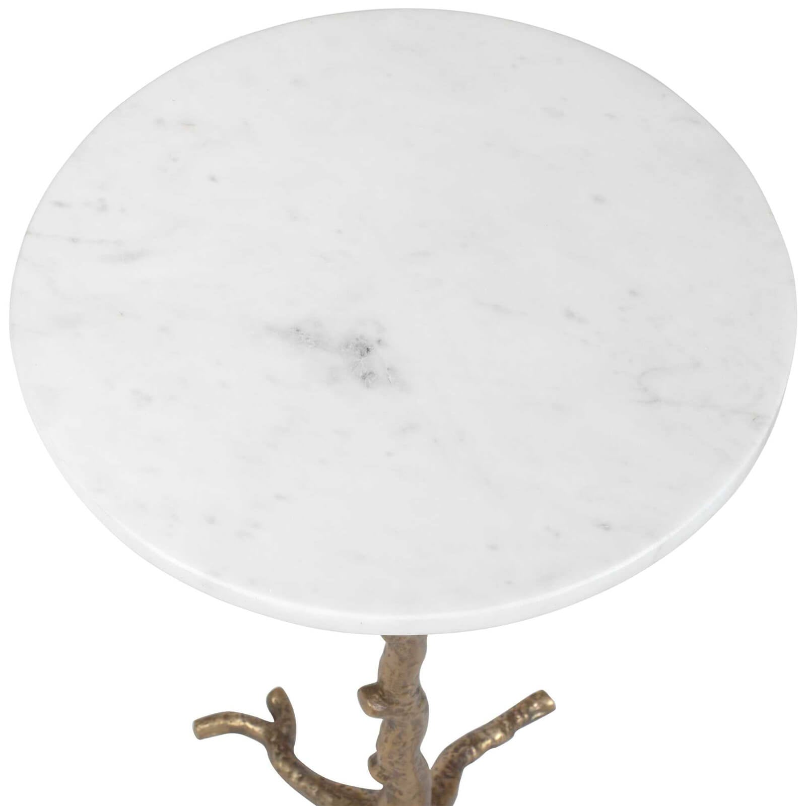 Calais White Marble Side Table by Uttermost
