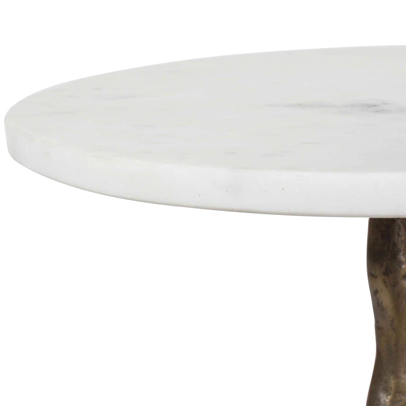 Calais White Marble Side Table by Uttermost
