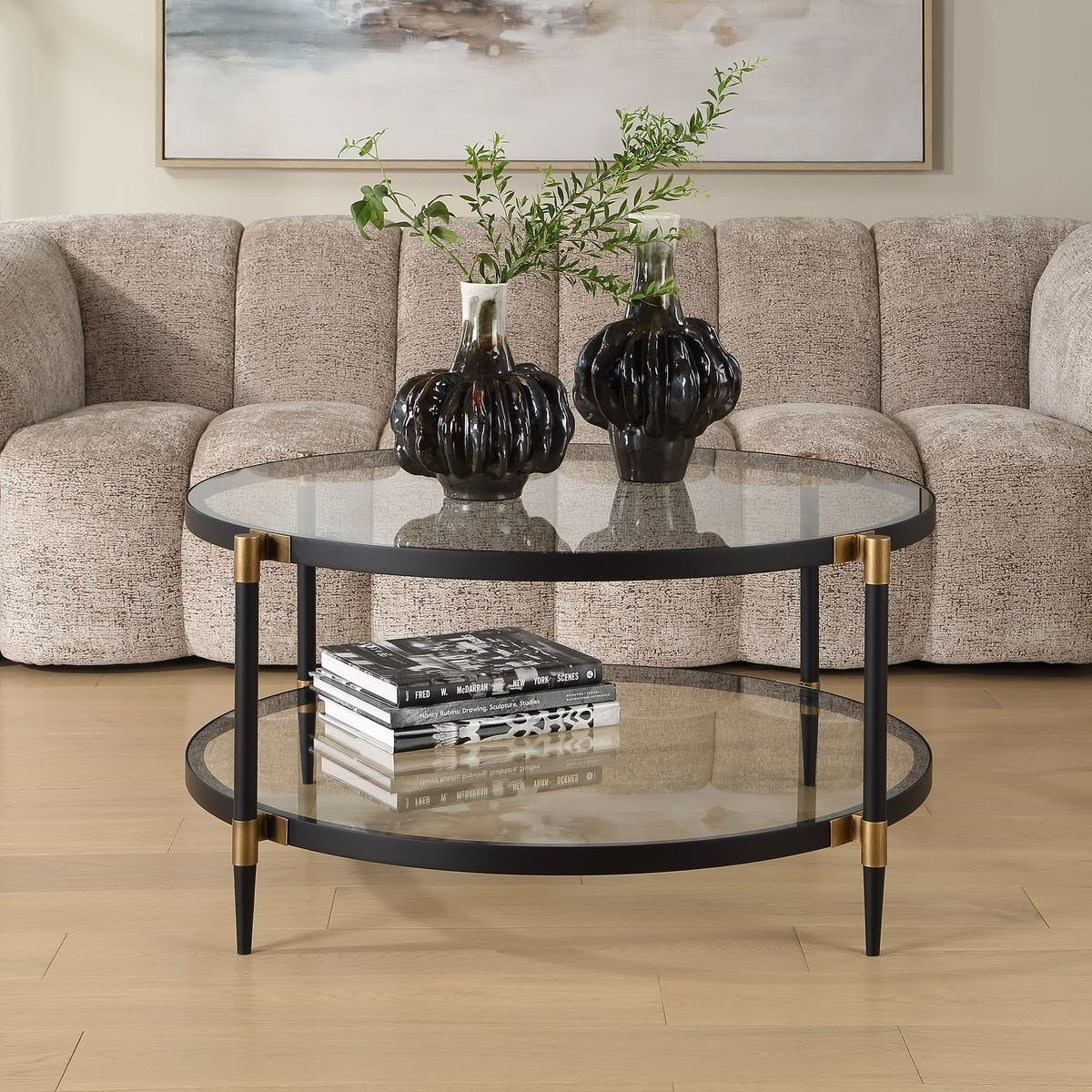 Chadid Round Coffee Table in Glass by Uttermost