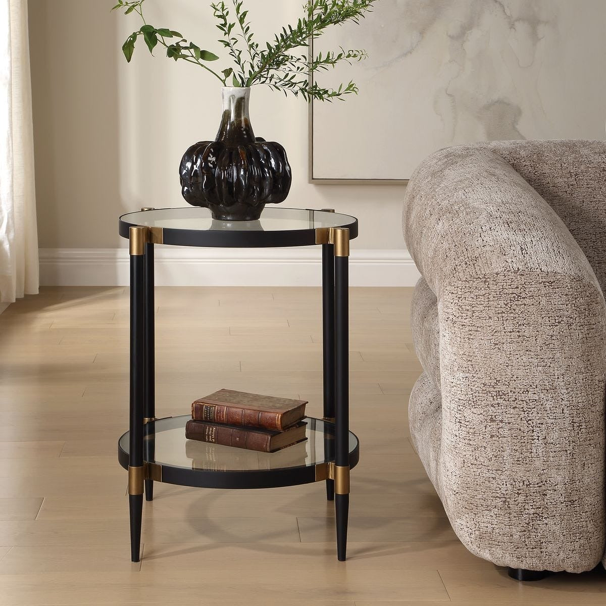 Chadid Round Side Table in Glass by Uttermost