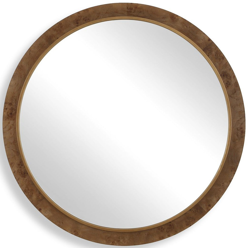 Cleveland Round Mirror in Burl Wood by Uttermost