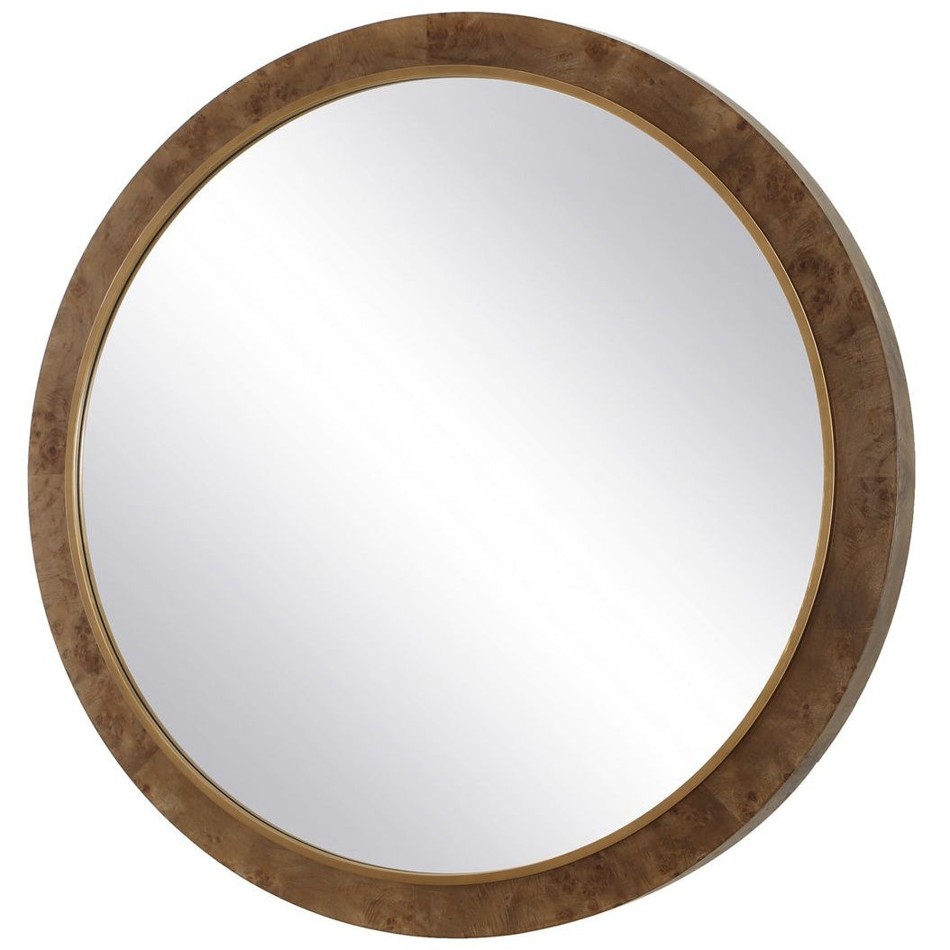 Cleveland Round Mirror in Burl Wood by Uttermost