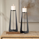 Columnar Candleholders in Black - Set of 2 by Uttermost