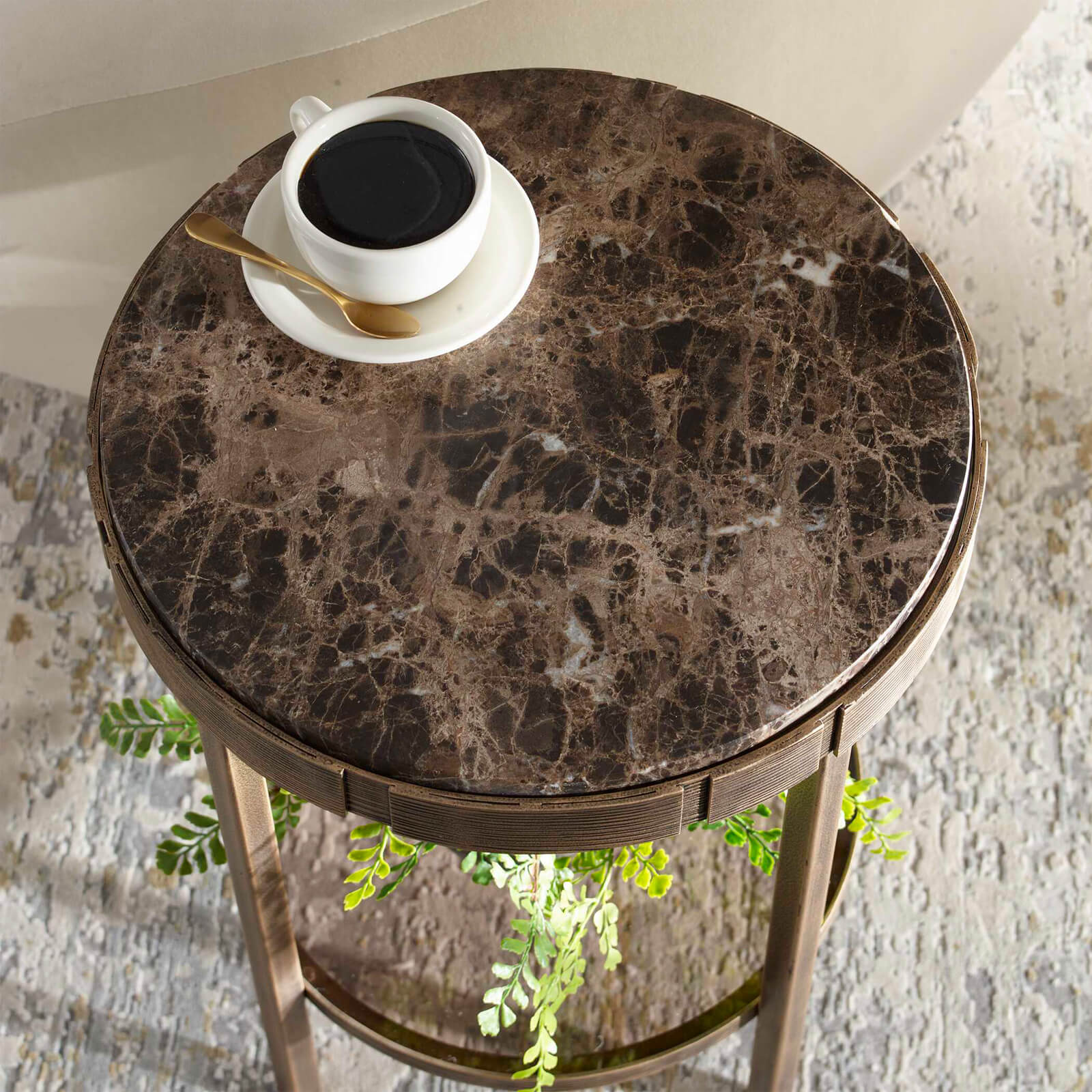 Cusano Round Dark Marble Side Table by Uttermost