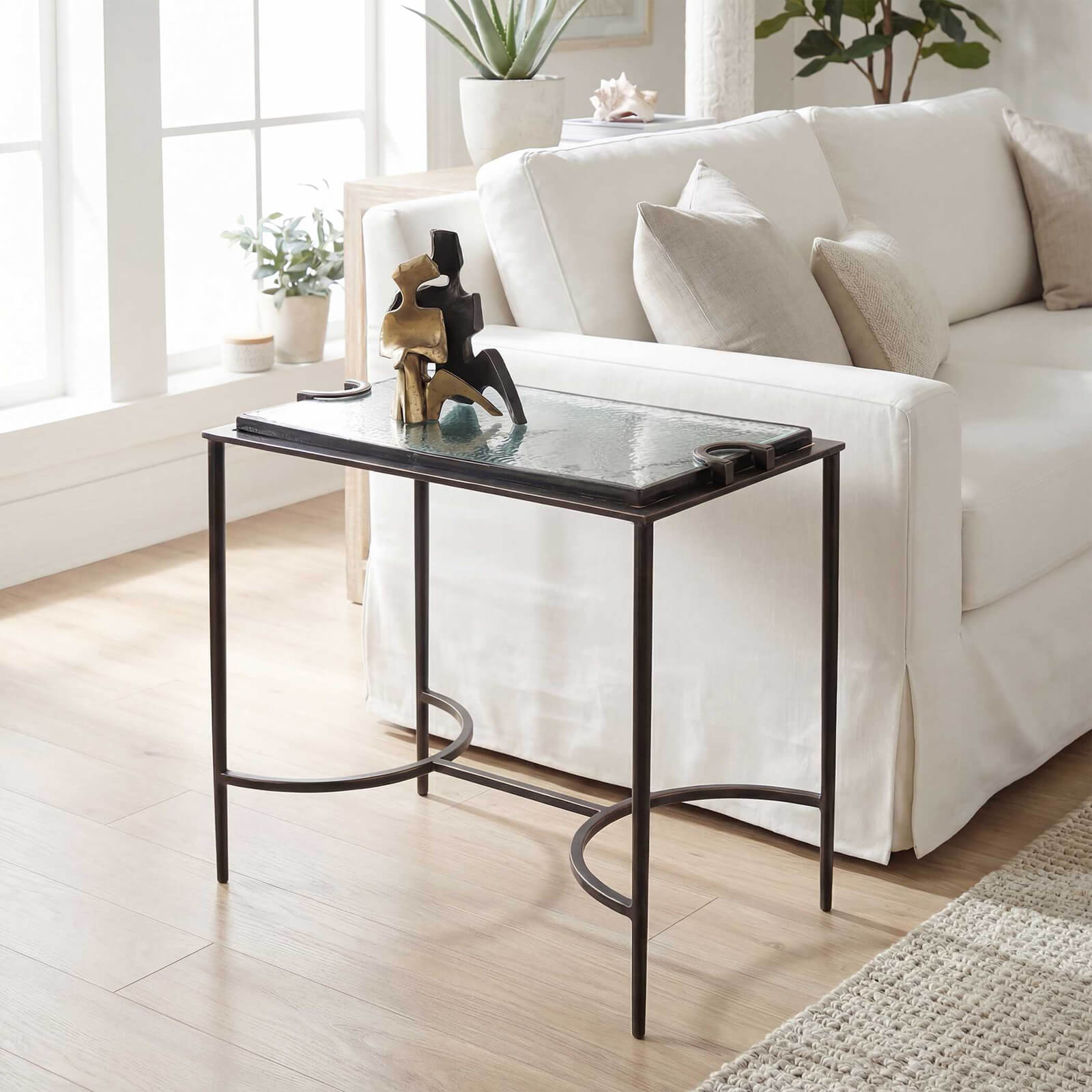 Eisen Textured Glass Side Table by Uttermost