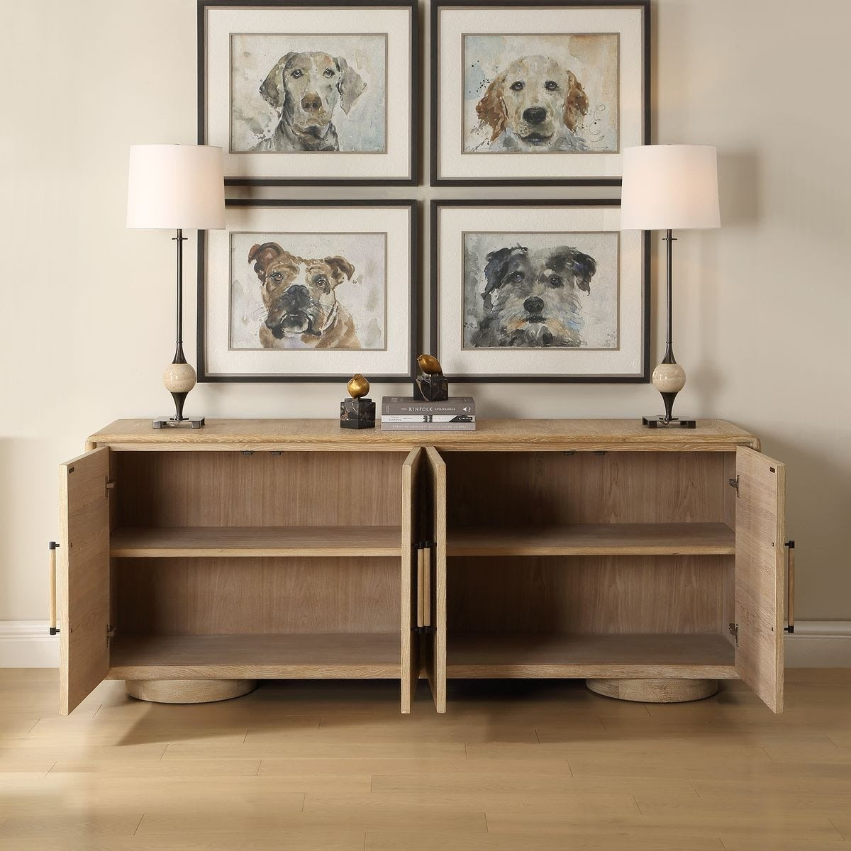 Evanston 4 Door Cabinet in Natural Oak by Uttermost