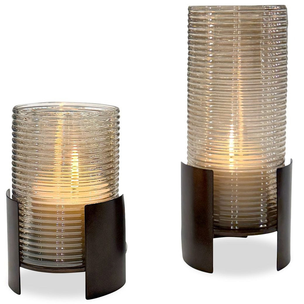 Fluted Fire Cylinder Candleholders - Set of 2 by Uttermost