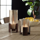 Fluted Fire Cylinder Candleholders - Set of 2 by Uttermost