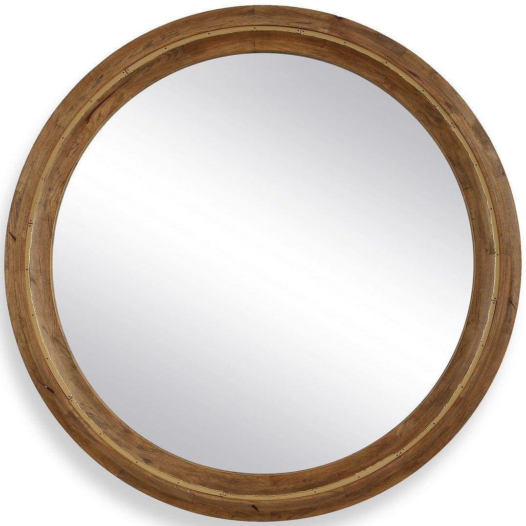 Frontier Round Mirror in Wood by Uttermost