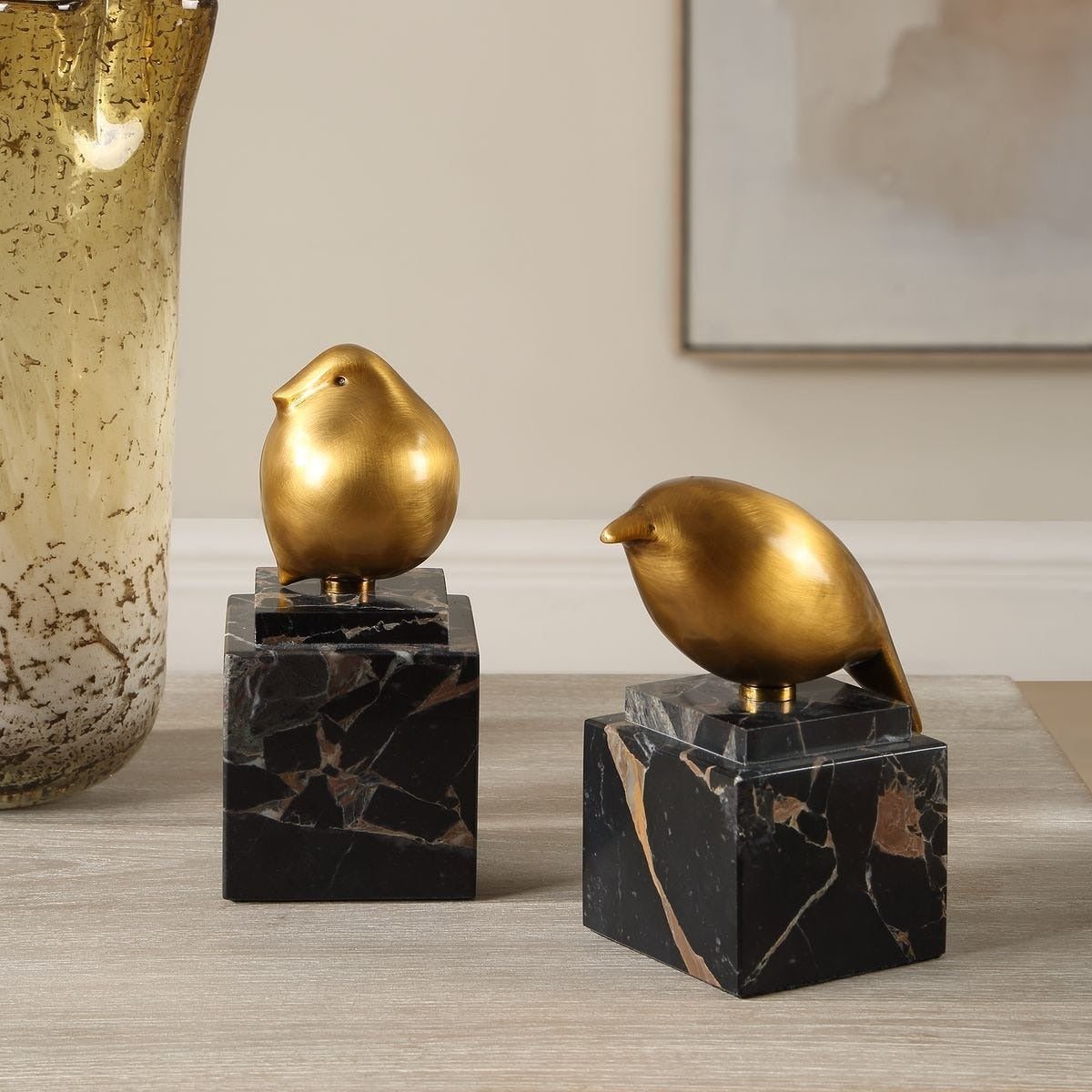 Golden Finch Bird Figurines - Set of 2 by Uttermost
