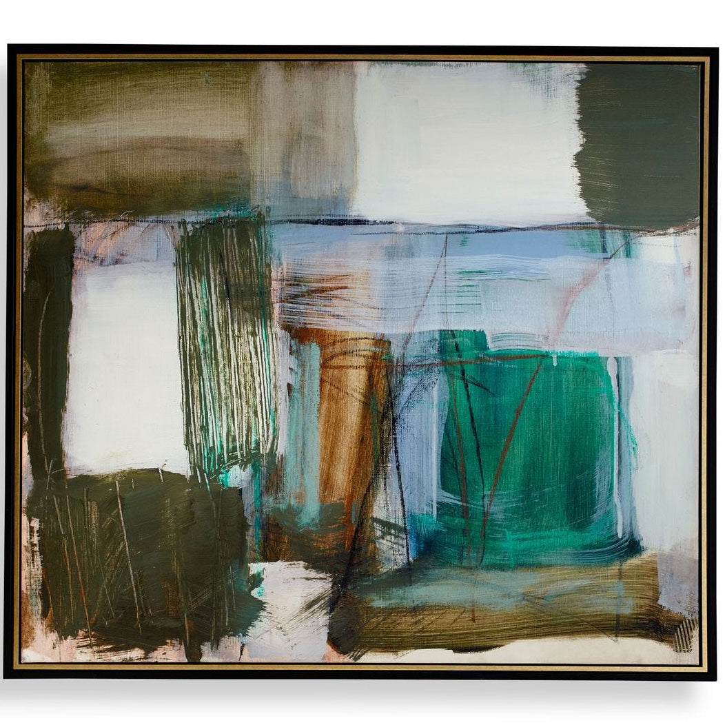 Green Fields Framed Abstract Canvas by Uttermost