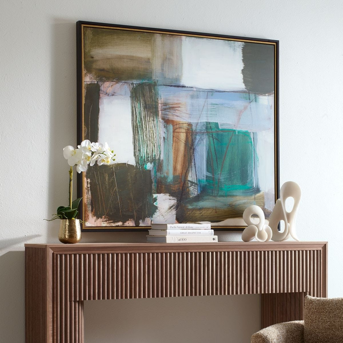 Green Fields Framed Abstract Canvas by Uttermost