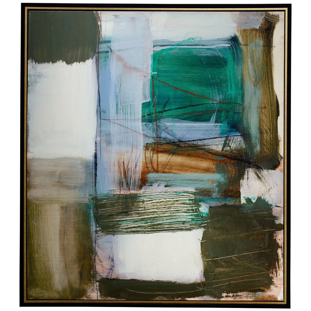 Green Fields Framed Abstract Canvas by Uttermost